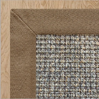 Heavy Ribbed Slate Sisal with 2 Inch Butterscotch Linen Border 4.0(L) x 3.5(W)